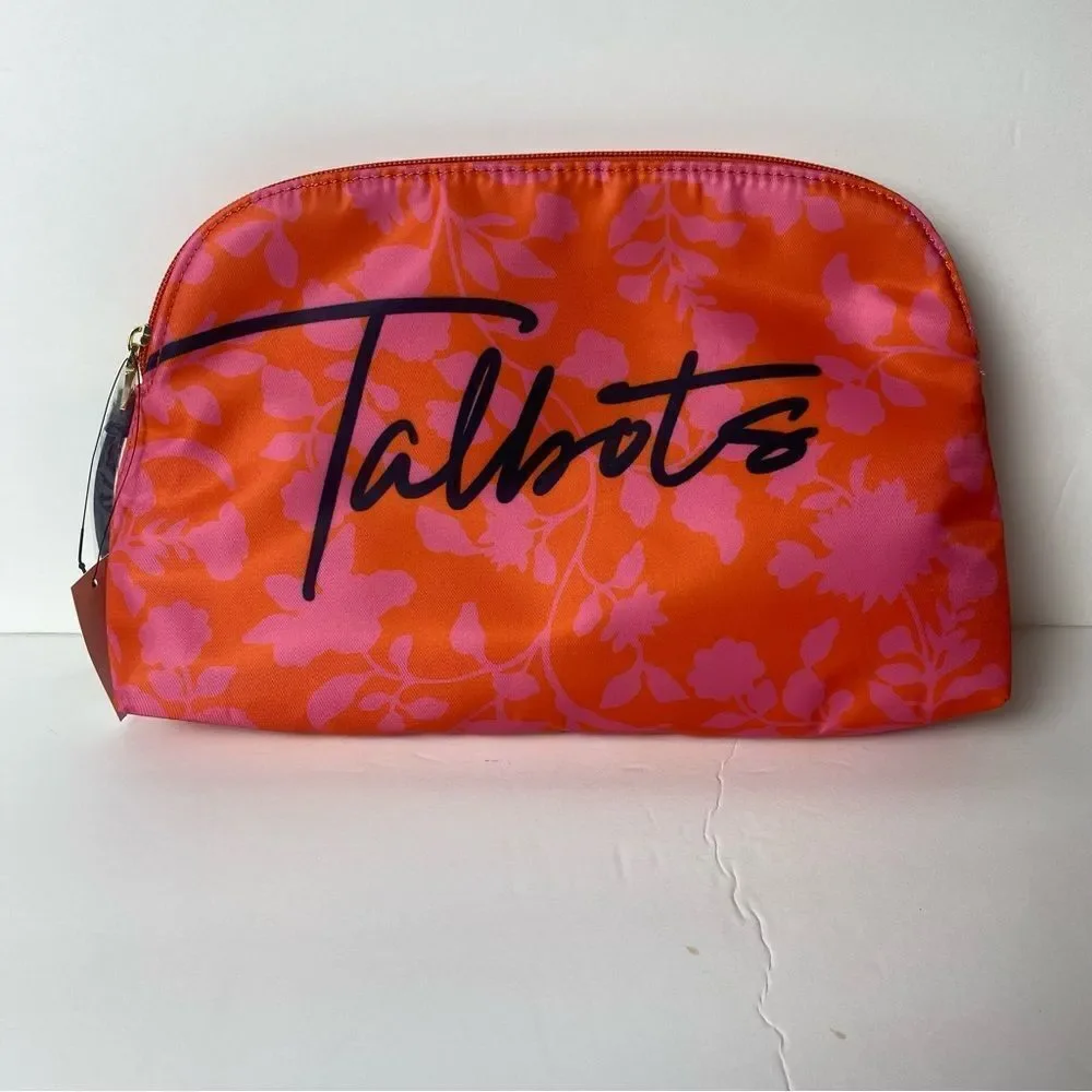 Talbots New With Tags Pink and orange Floral Cosmetic Bag